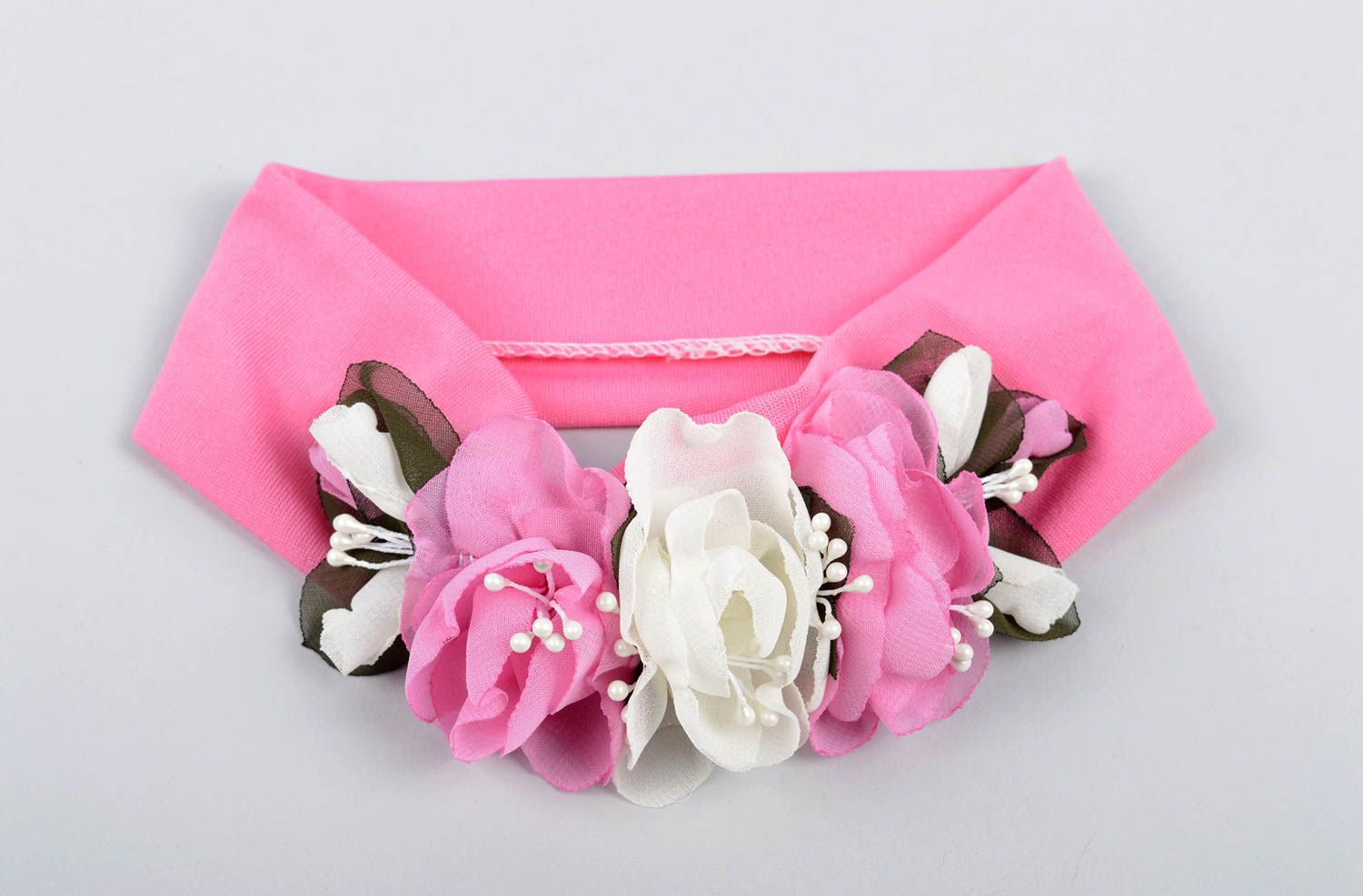 Headband with flowers for baby girls headband pink headband hair accessories  photo 5