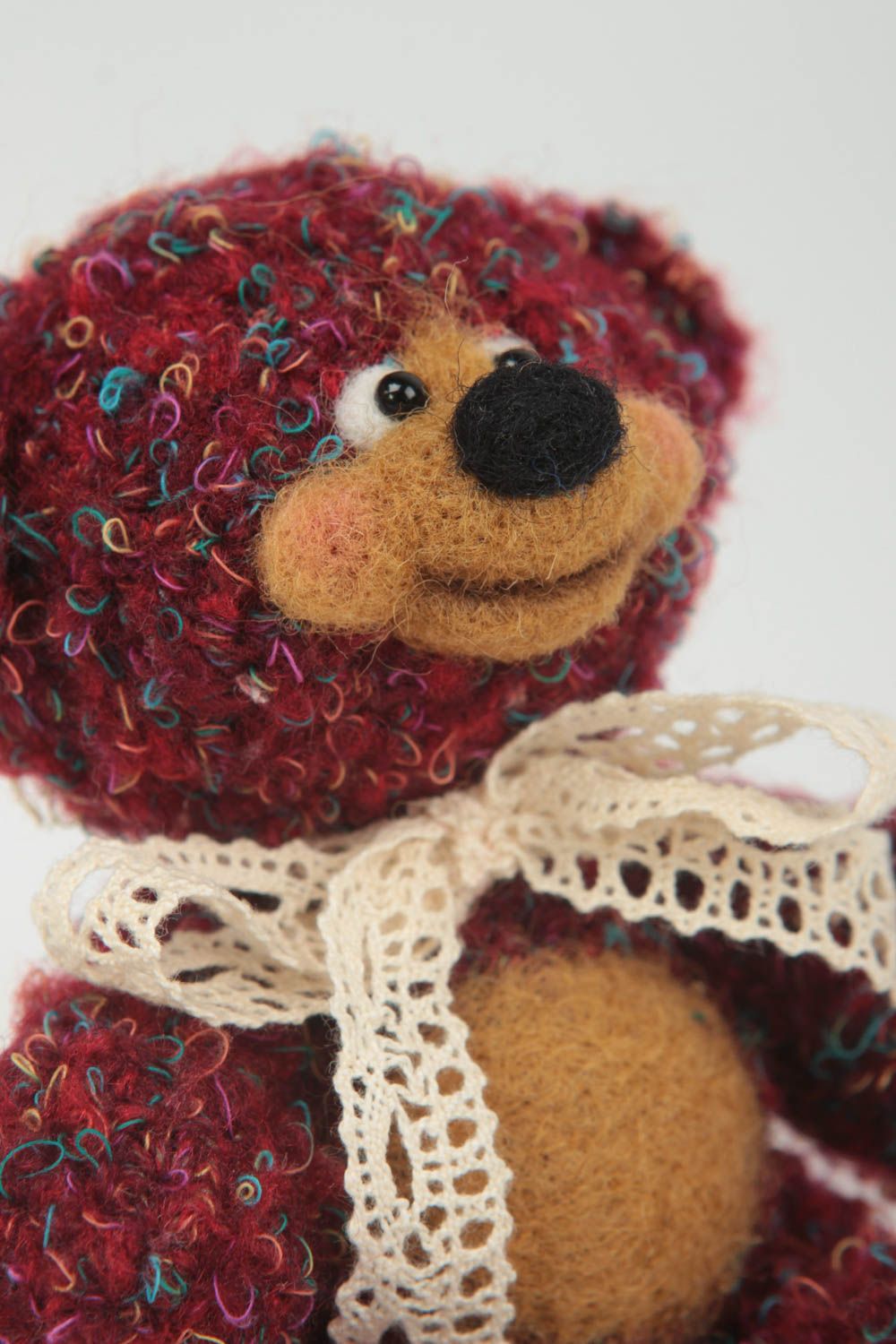 Doudou ours rouge fait main Peluche au crochet Jouet pour enfant petite taille photo 3