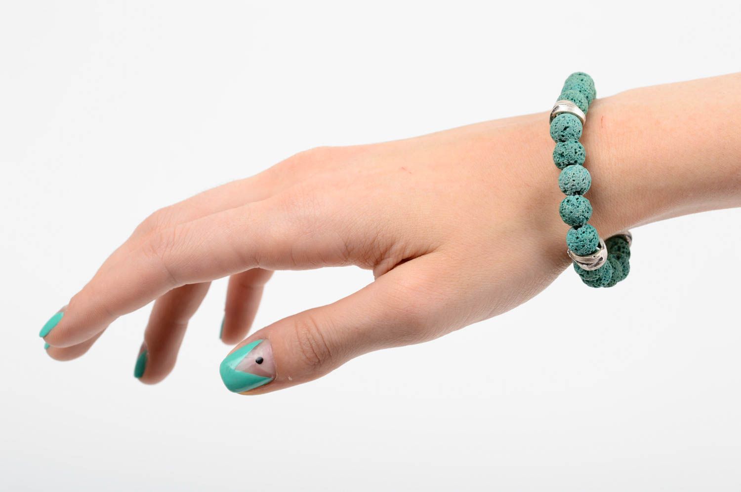 Blaues Armband aus echtem Stein Vulcanit handmade Schmuck für Frauen  foto 3