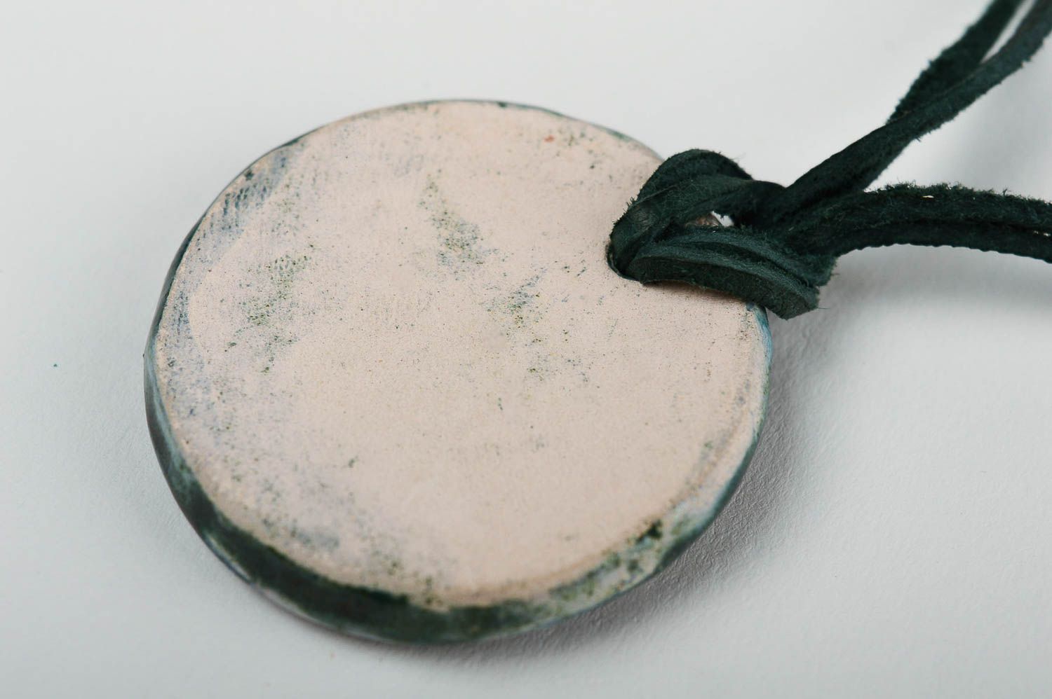 Handmade ceramic pendant painted pendant eco friendly jewelry ethnic accessories photo 4