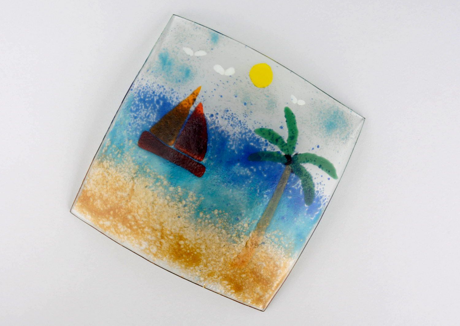 Fused glass plate Seascape photo 4