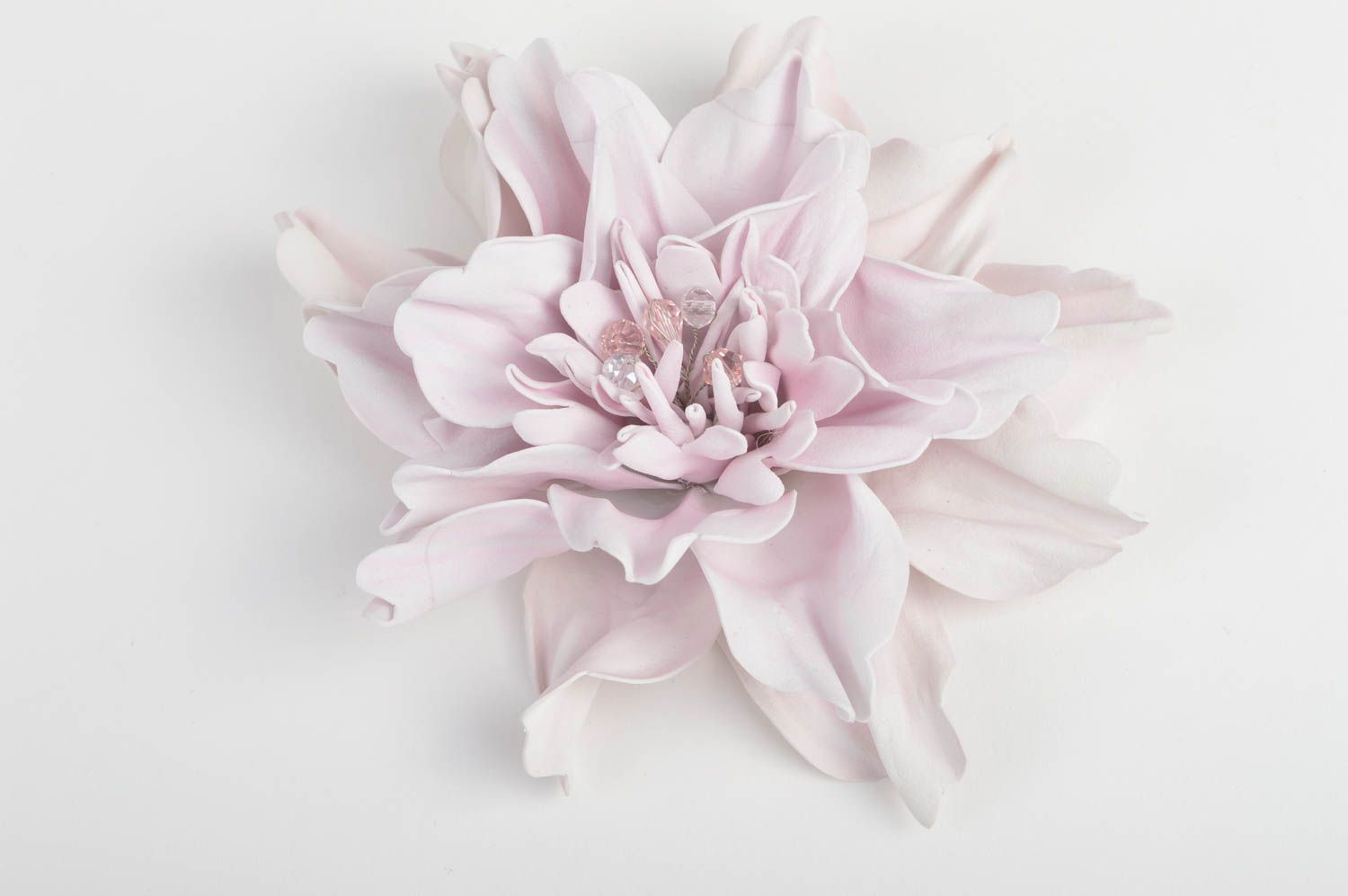 Красивая заготовка под брошь в виде цветка из фоамирана бледно розовая хенд мейд фото 3