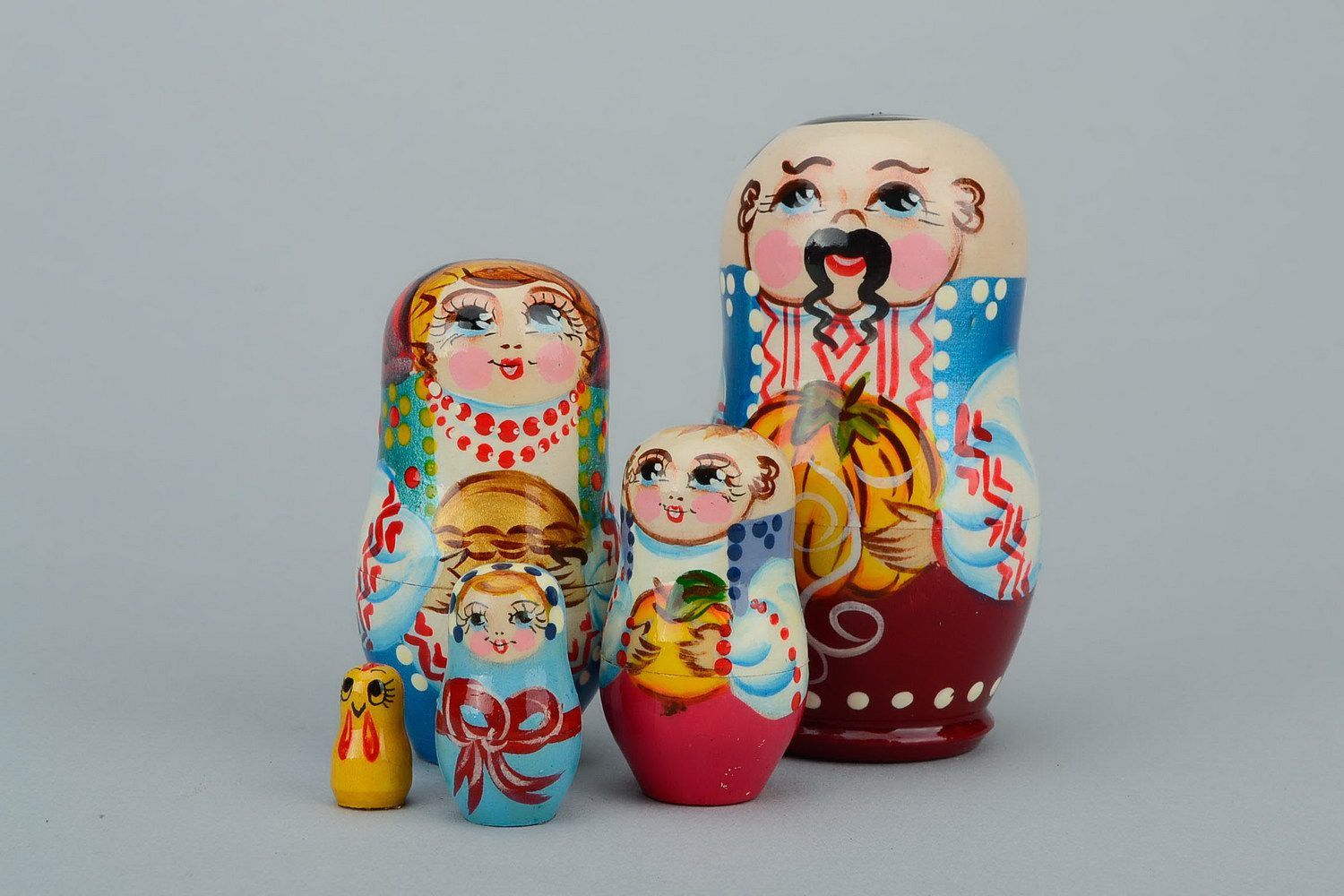 Matrioska dipinta fatta a mano decorazione da casa bambole russe di legno foto 7