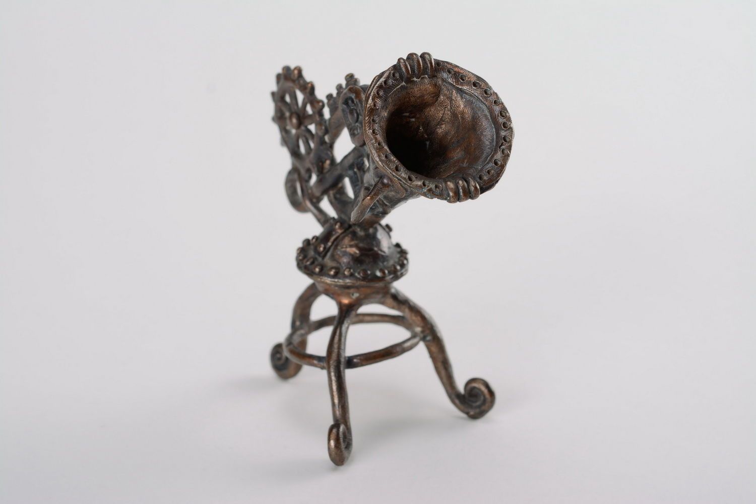 Sculpture bronze trompette méchanique photo 3