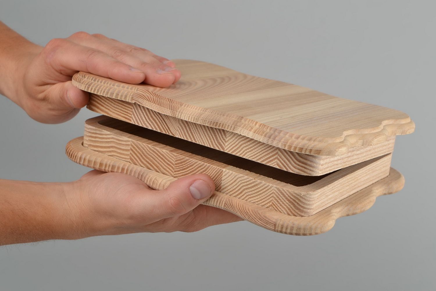 Handgemachter großer Holzschatulle Rohling für Decoupage aus Eschenholz poliert foto 2