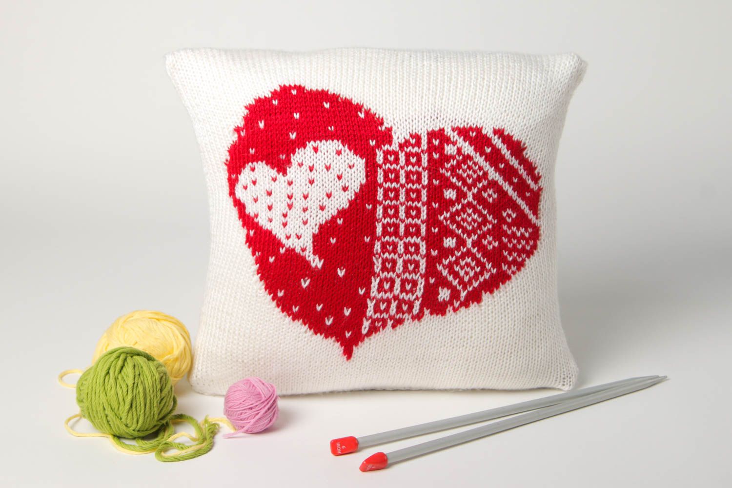Decorative pillow handmade pillowcase soft home decor knitted woolen cushion photo 1