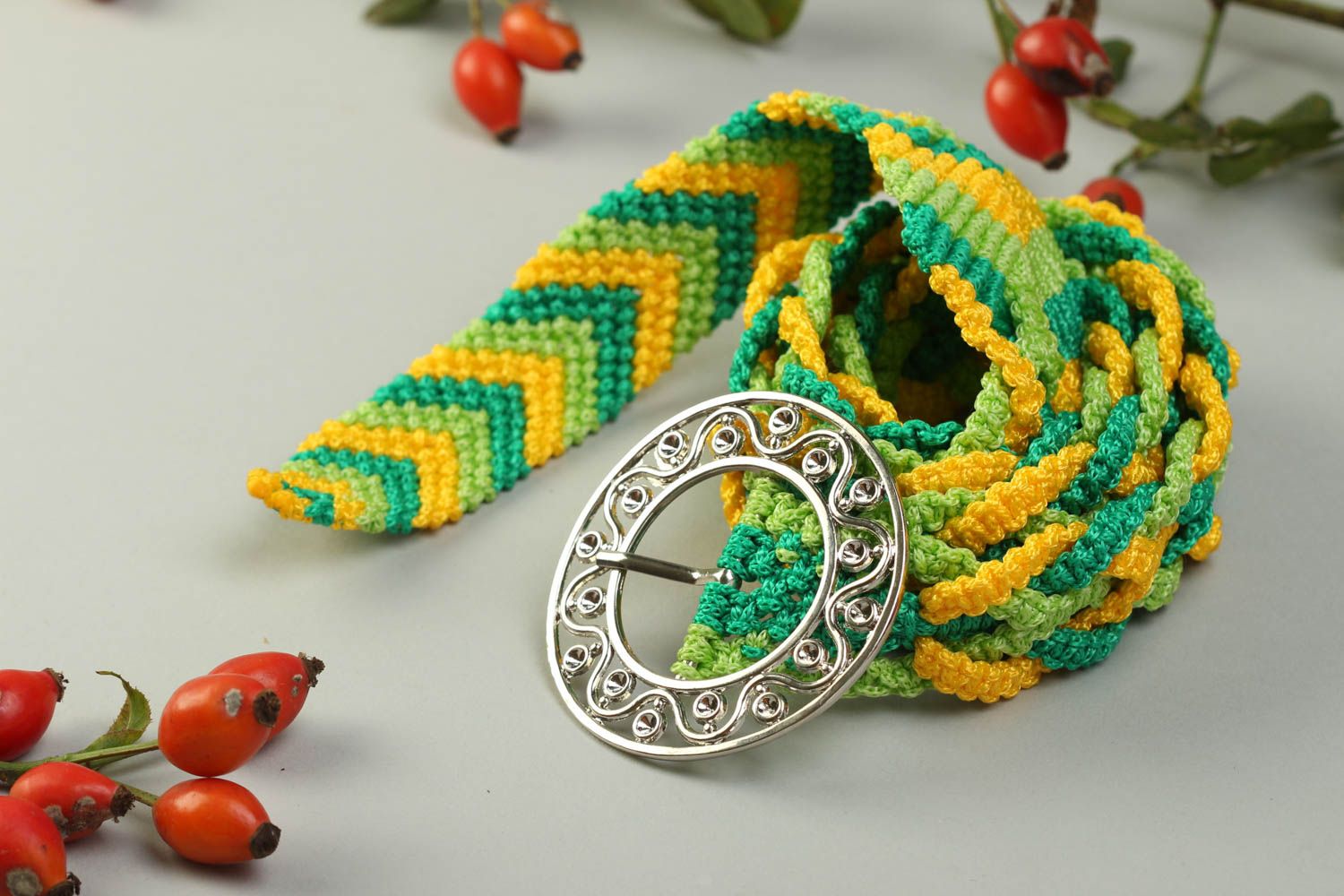 Cinturon artesanal trenzado de cordones accesorio de moda ropa femenina foto 1