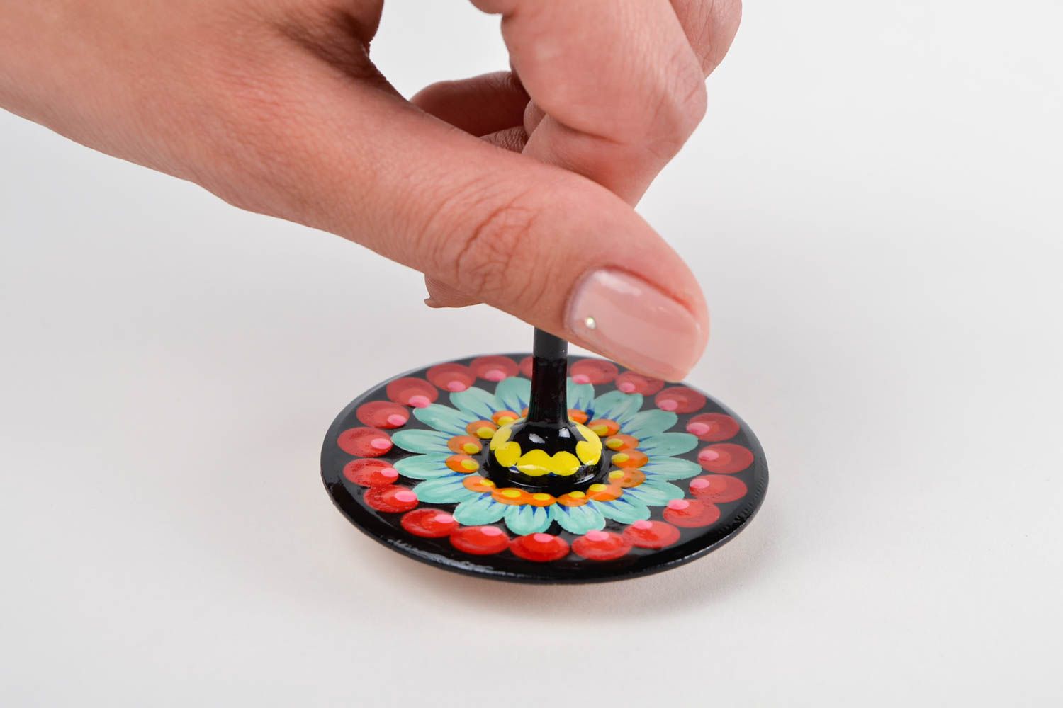 Детская юла игрушка ручной работы игрушка из натурального материала разноцветная фото 2