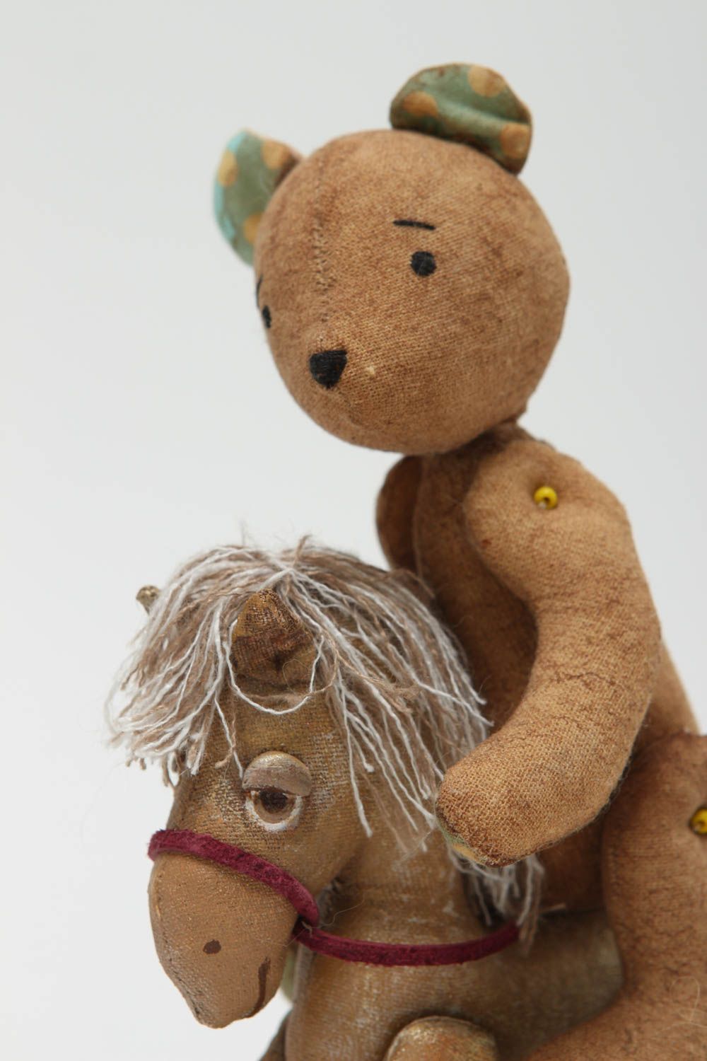 Peluches animaux faites main Jouets en tissu ours et cheval Cadeau pour enfant photo 3