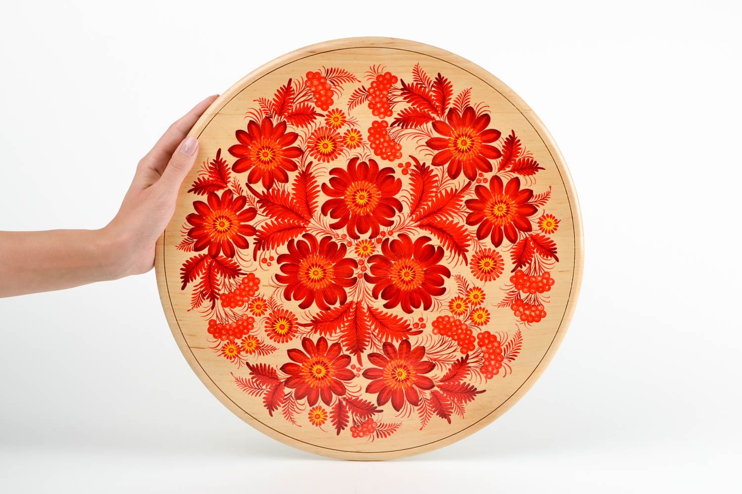 Деревянная тарелка ручной работы декор для дома декоративная тарелка красивая фото 2