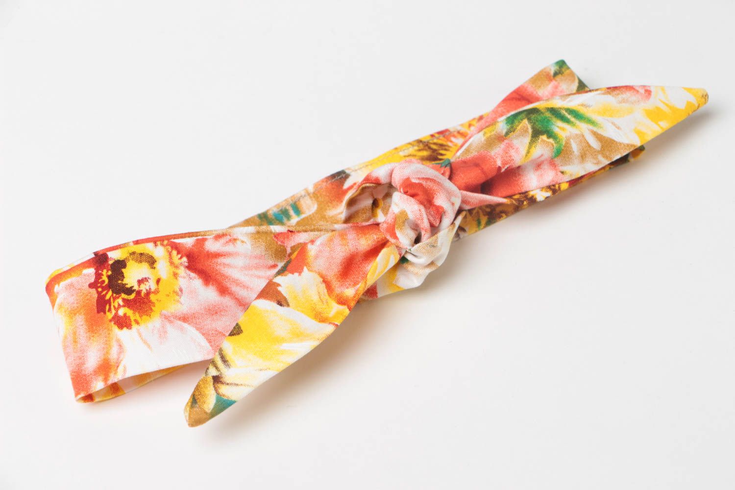 Bandeau avec noeud en tissu multicolore à motif floral pour cheveux fait main photo 3