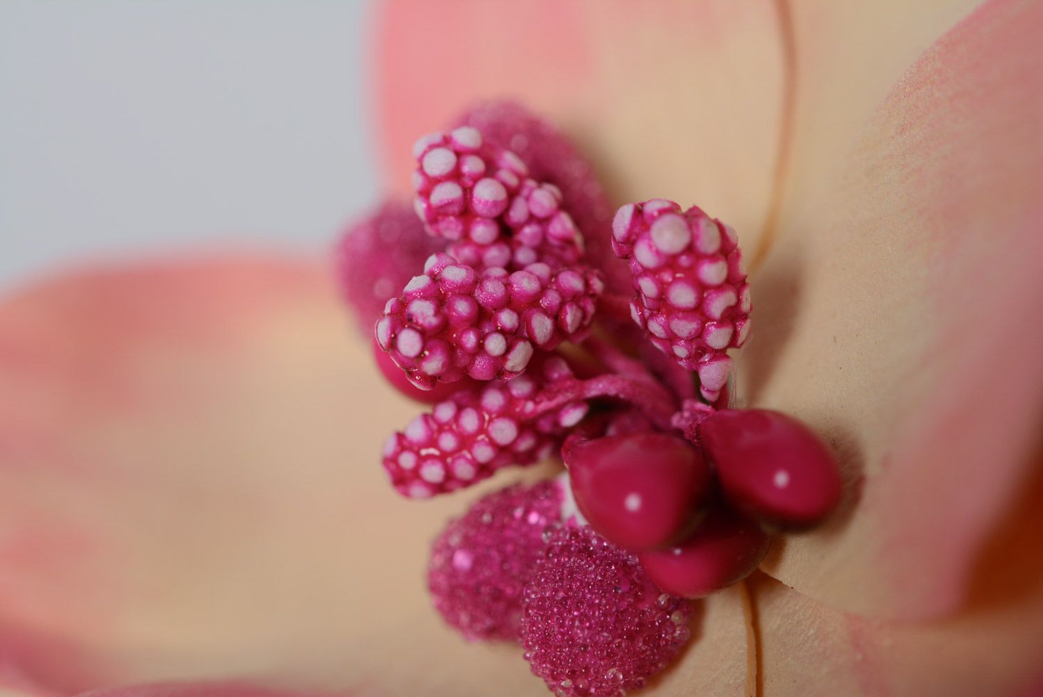 Handmade plastic hair pin made of suede and foamiran with orchid flower photo 4