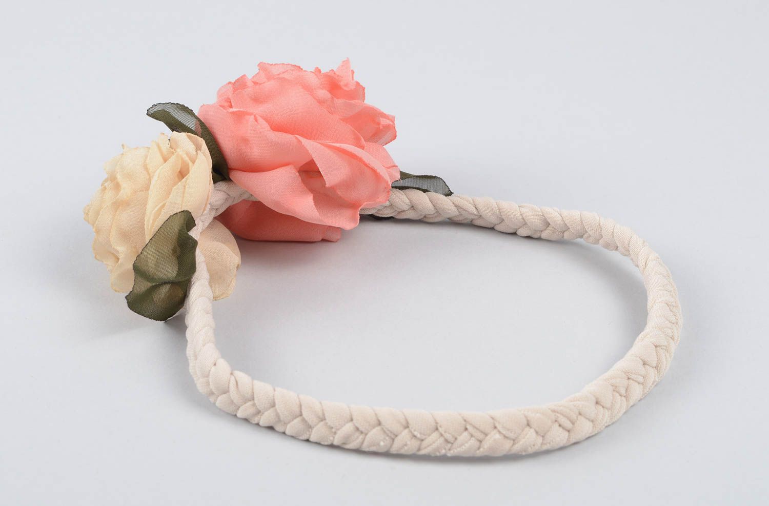 Stylish handmade textile headband stretch flower headband elegant hair photo 2
