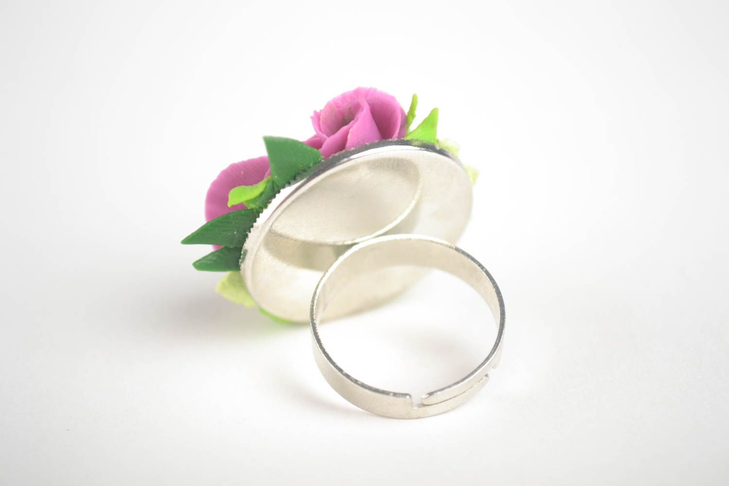 Handmade Blumen Ring Damen Modeschmuck Geschenk für Frau aus kaltem Porzellan  foto 2