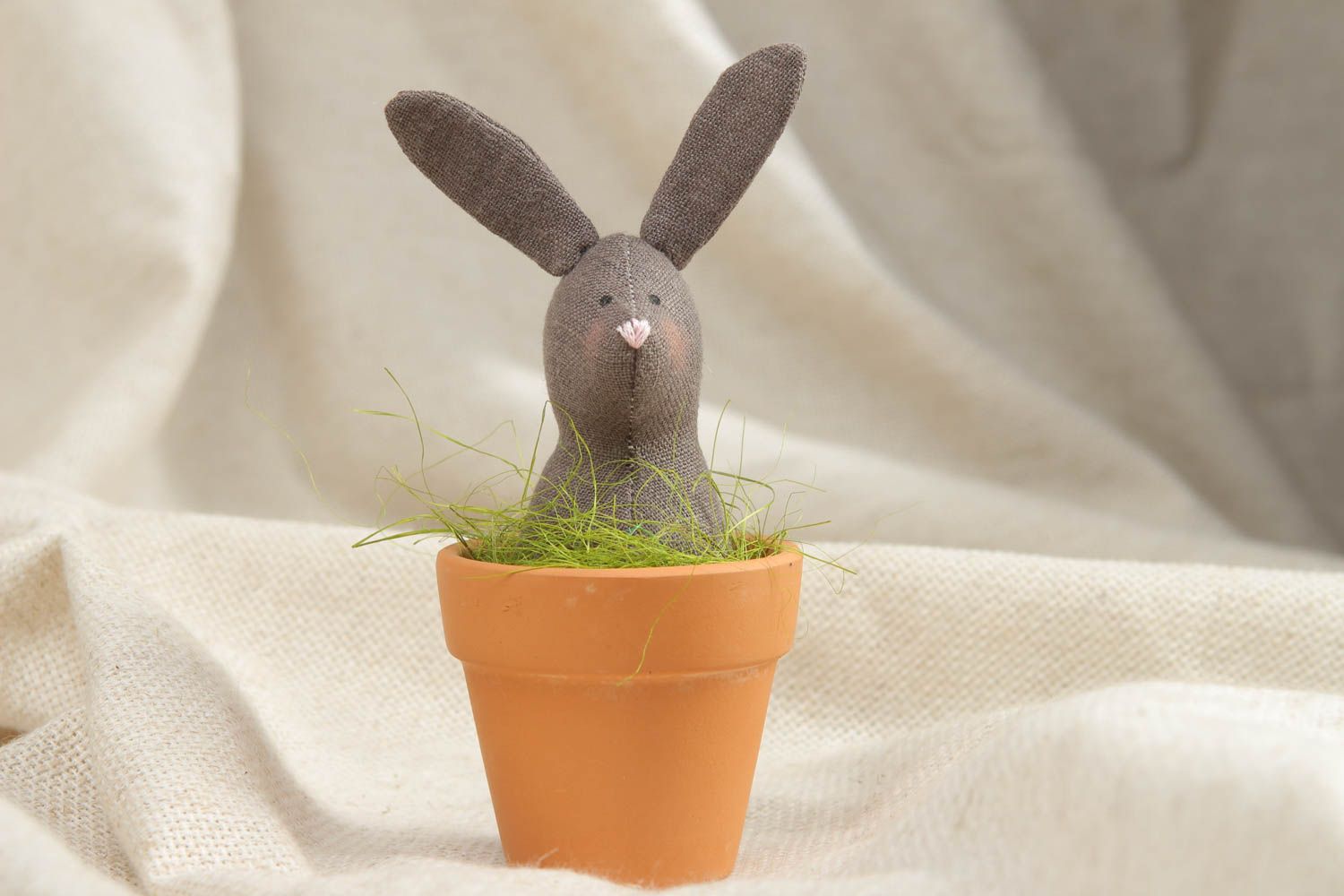 Easter composition rabbit toy in pot  photo 5
