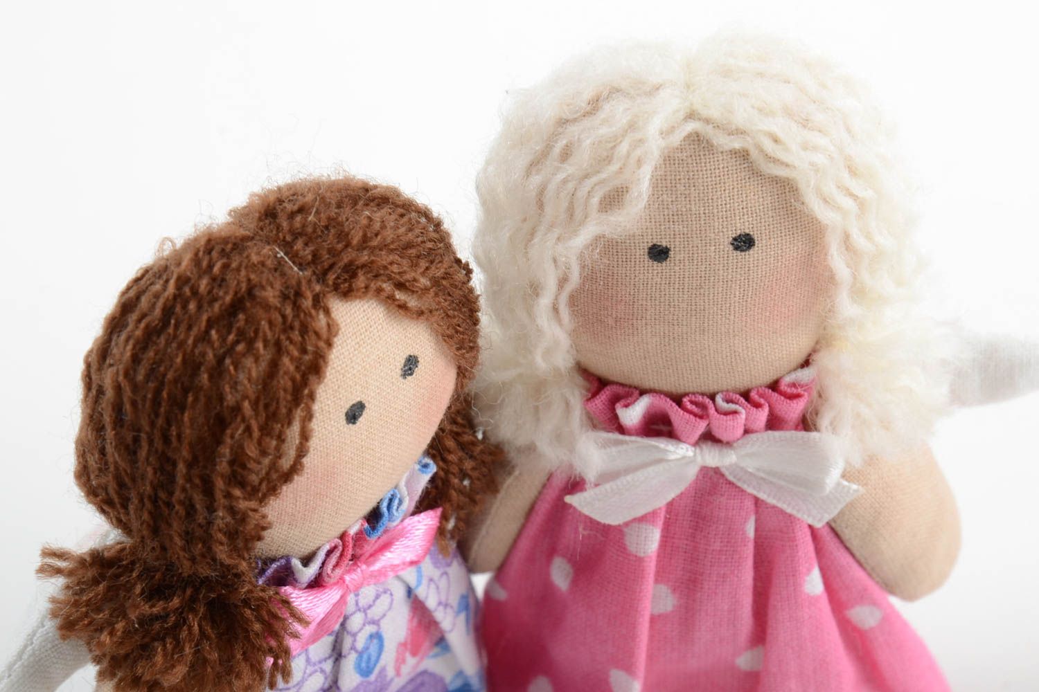 Set of 2 handmade collectible fabric dolls soft rag doll nursery design photo 4