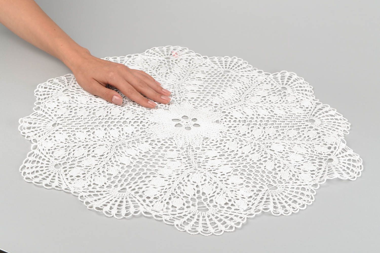 Openwork knitted tablecloth handmade lace napkin vintage style home decor photo 2