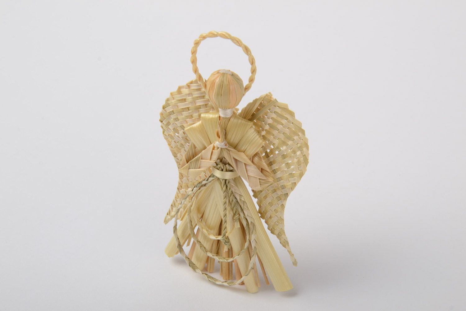Petite figurine en paille tressée faite main ange amulette originale pour maison photo 2