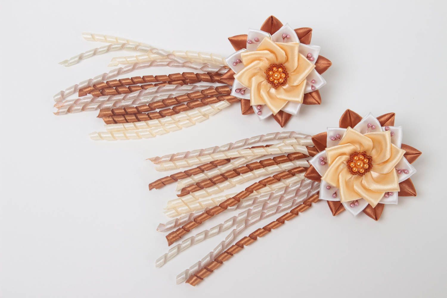 Beautiful handmade hair clips cute unusual accessories for girls 2 pieces photo 2