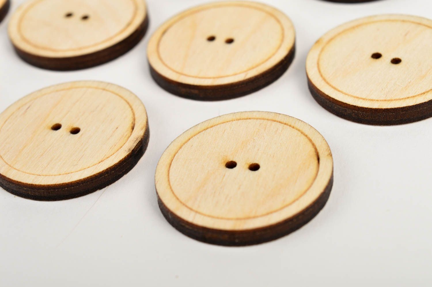 Beautiful handmade wooden buttons plywood blank 10 pieces needlework accessories photo 3