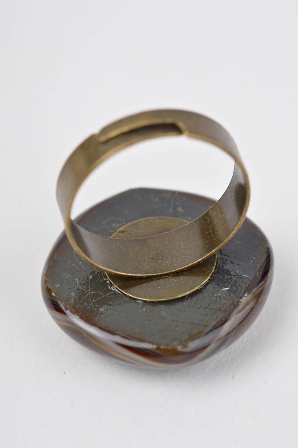 Кольцо ручной работы кольцо из стекла бижутерия из стекла украшение перстень фото 3