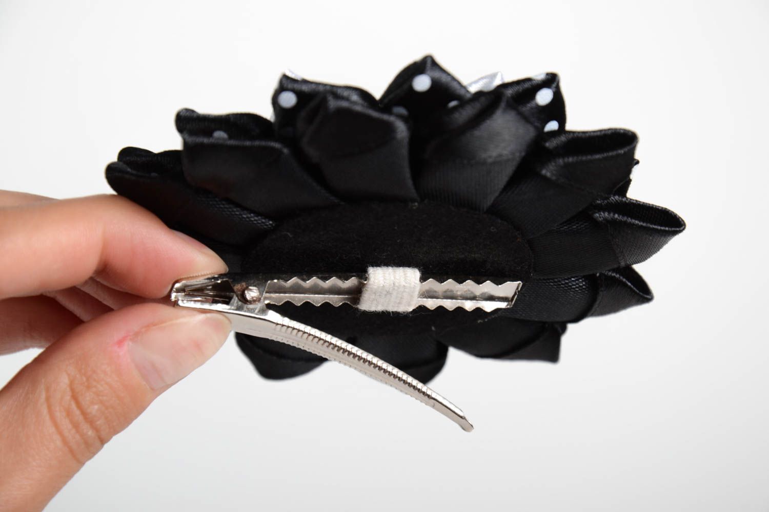Handmade Damen Modeschmuck Haarspange Blume Accessoire für Haare schwarz modisch foto 2