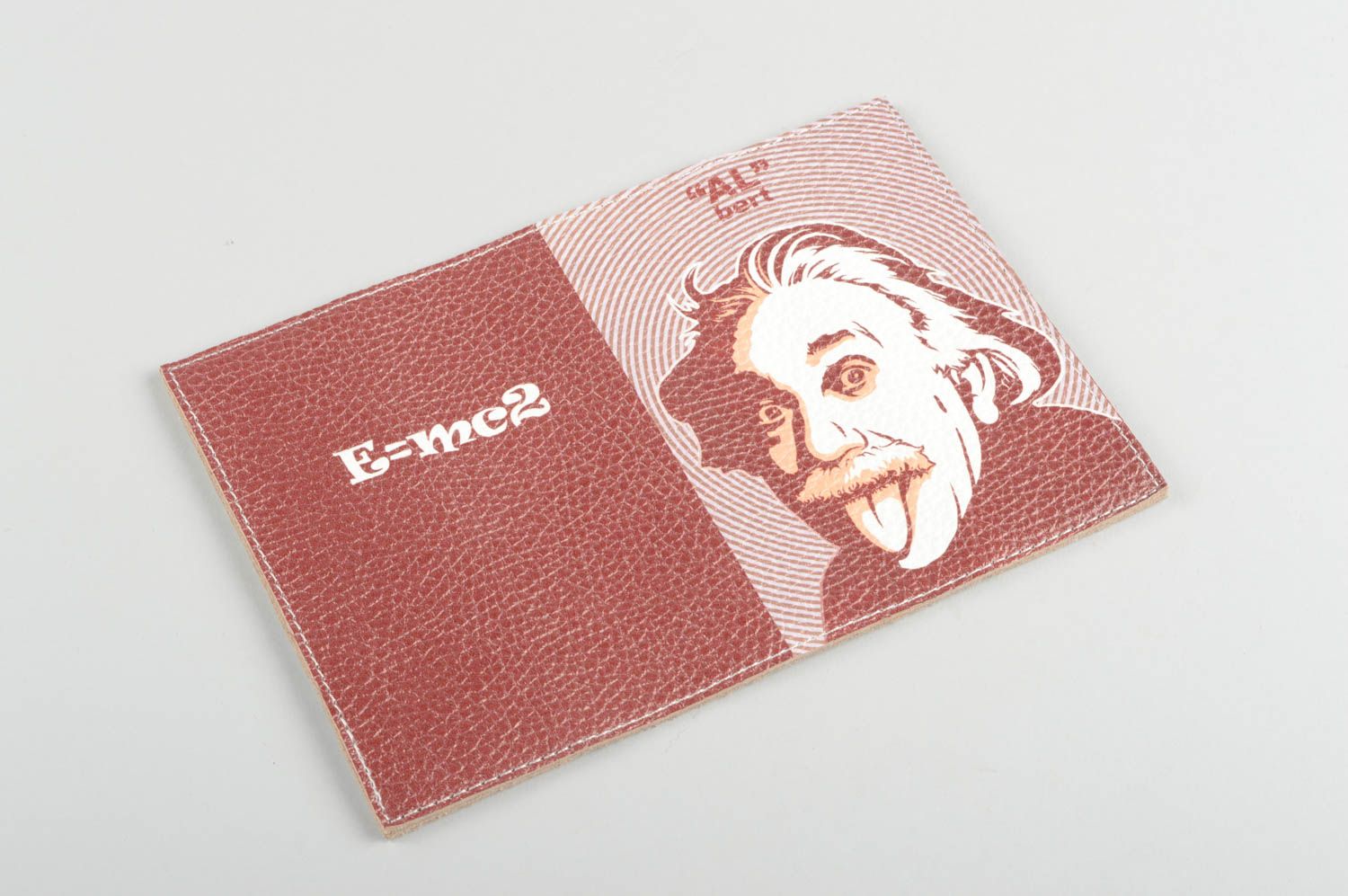 Étui passeport cuir fait main Protège-passeport Einstein Accessoire homme photo 2