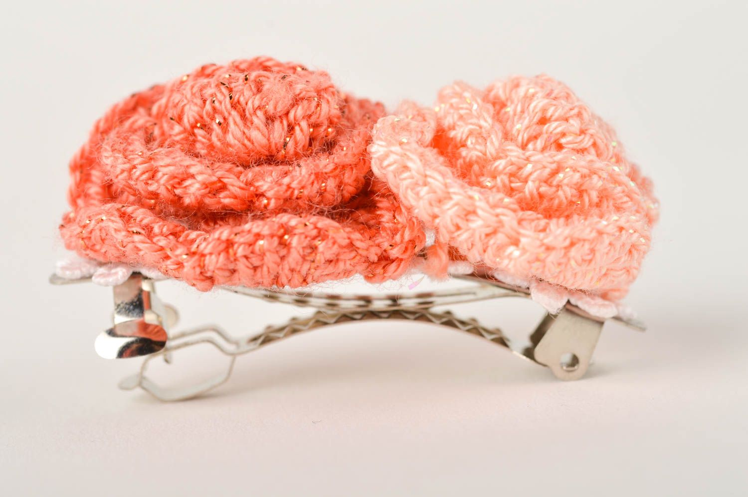 Handmade textile hair clip crocheted tender hair clip accessories for kids photo 3