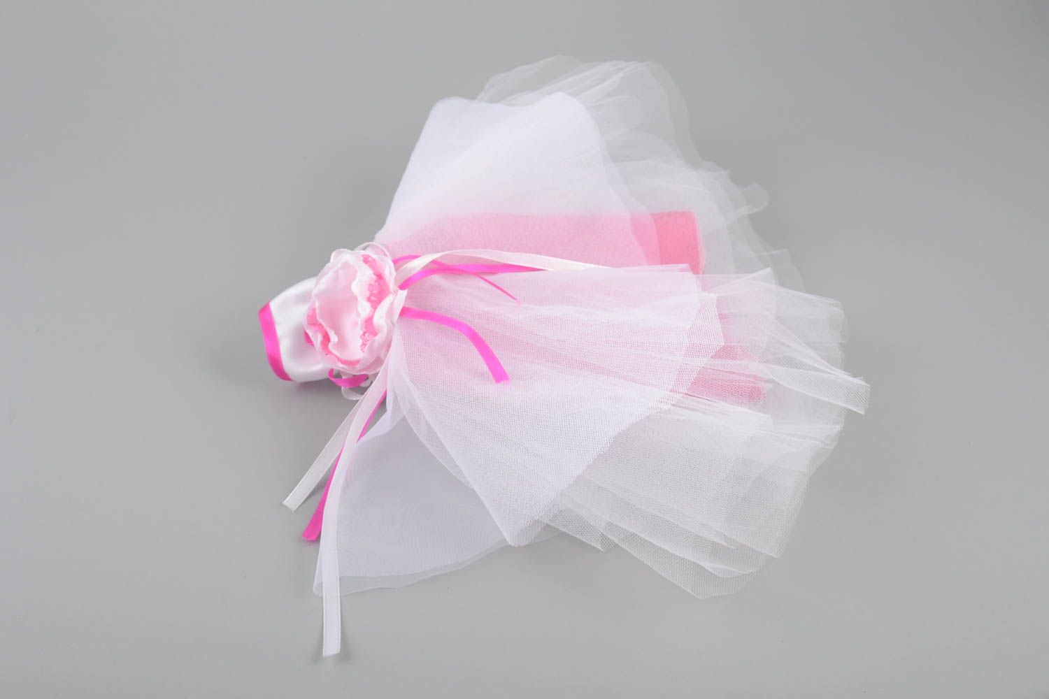 Helle weiß rosafarbige handgemachte Flaschen Kleidung Brautkleid mit Strassstein foto 4