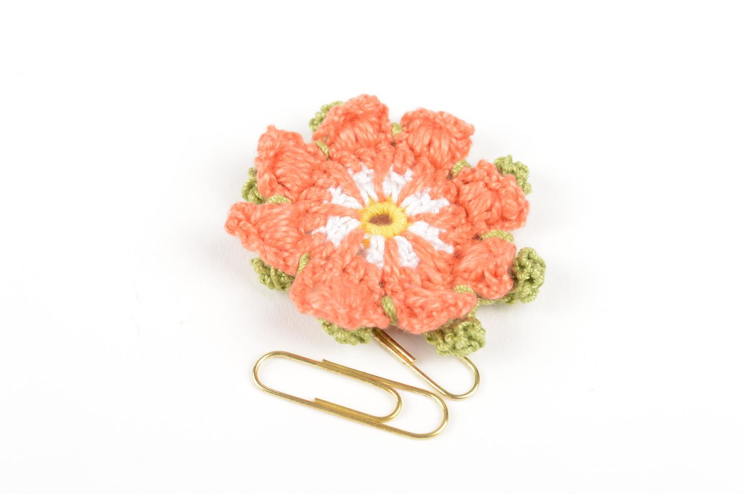 Handmade flower brooch jewelry making supplies crochet accessories brooch pin photo 5