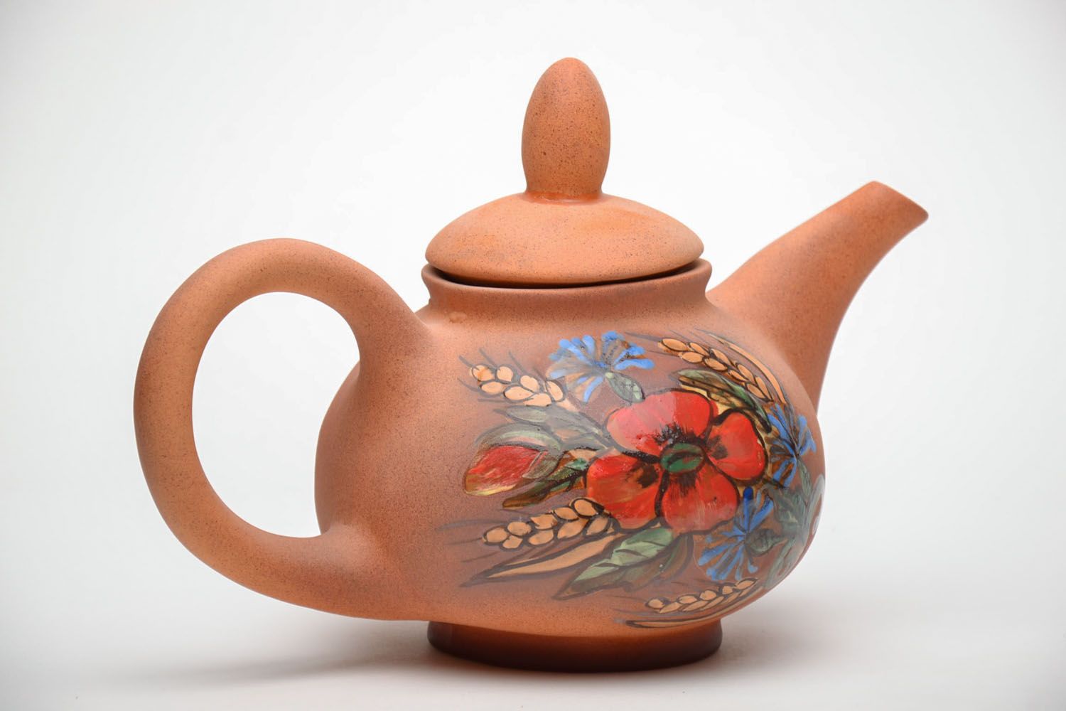 Handmade ceramic teapot with ornaments photo 3