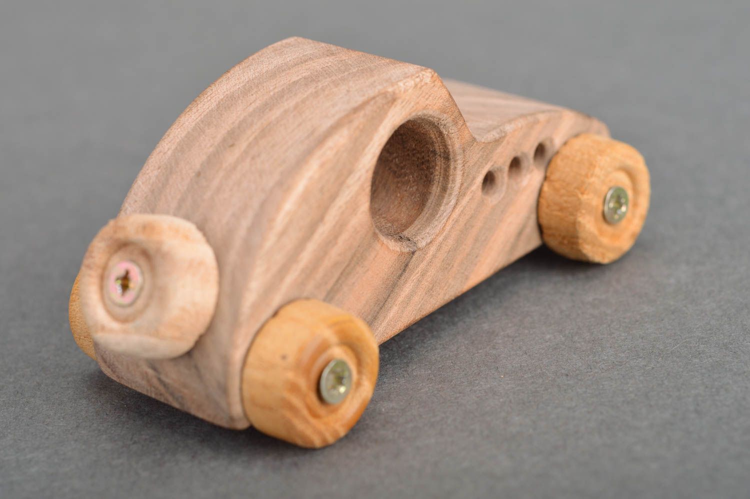 Zieh Spielzeug Holzauto Käfer öko rein Geschenk für Jungen Handarbeit in Beige foto 2