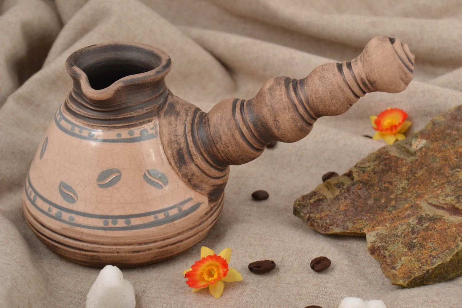 Cafetera turca hecha a mano de cerámica utensilio de cocina regalo original  foto 1