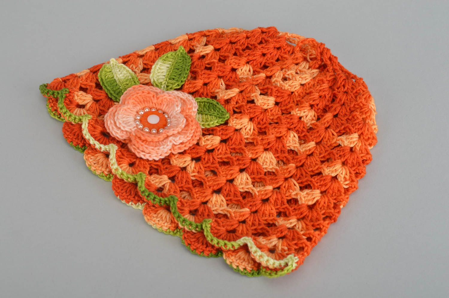 Handmade crocheted cap spring unusual cap designer cap for kids cute accessory photo 2
