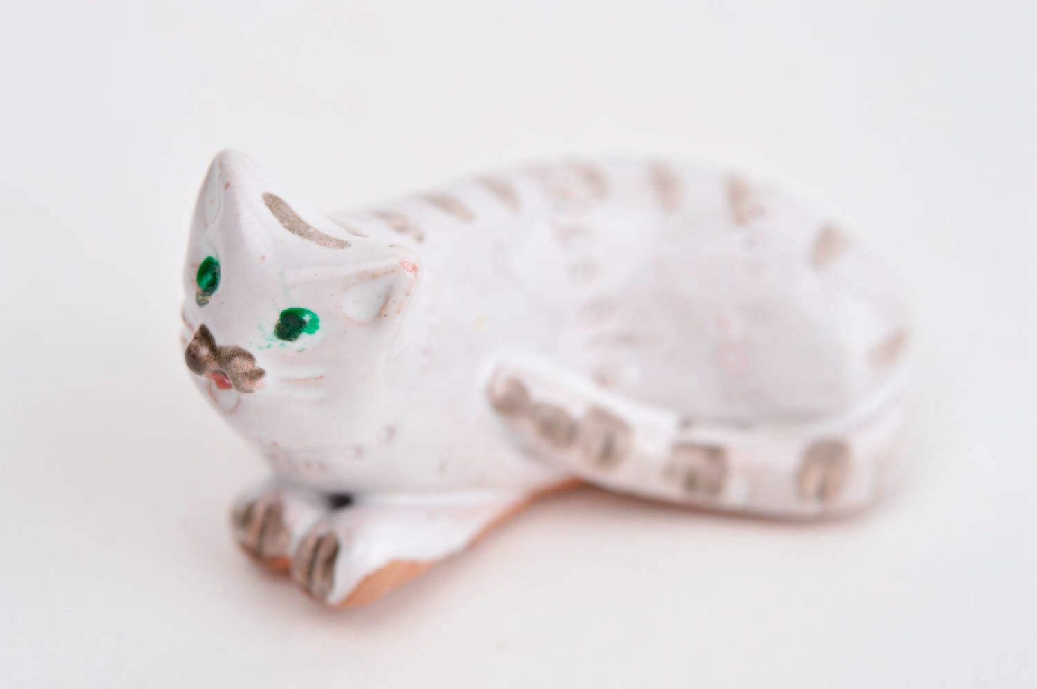 Weiße Katze handmade Keramik Deko Figur aus Ton Tier Statue Miniatur Figur zart foto 9