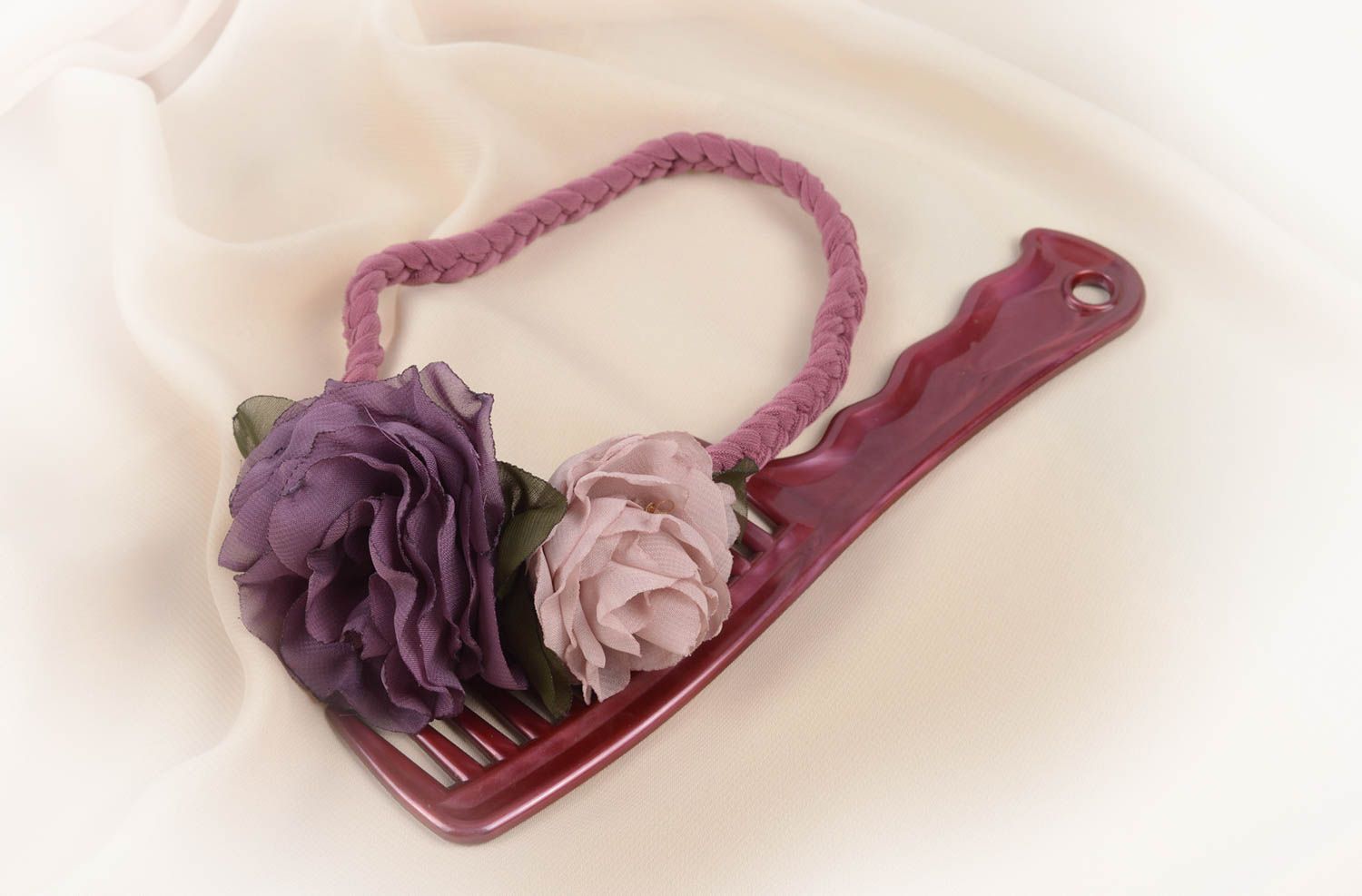 Dunkles Haarband mit Blumen handmade Designer Schmuck Accessoire für Haare  foto 5