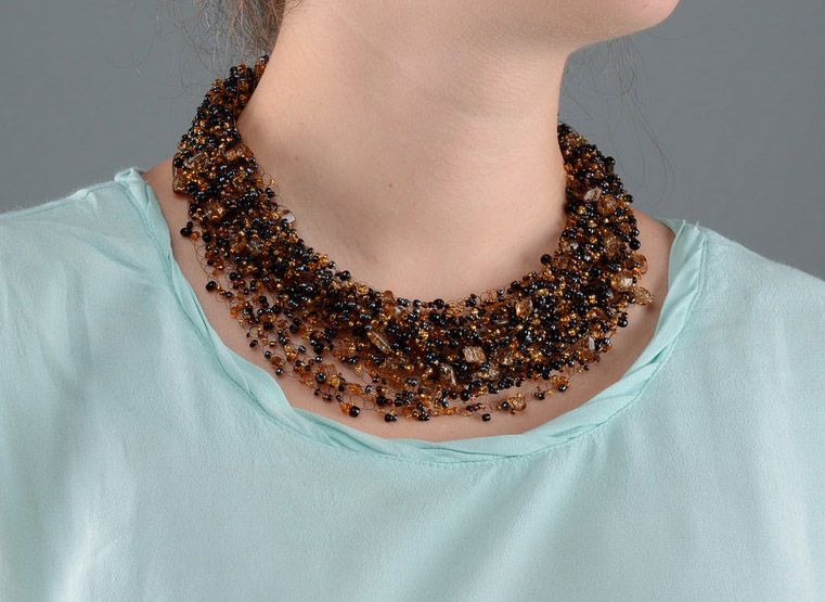 Handmade bead airy-necklace  photo 4