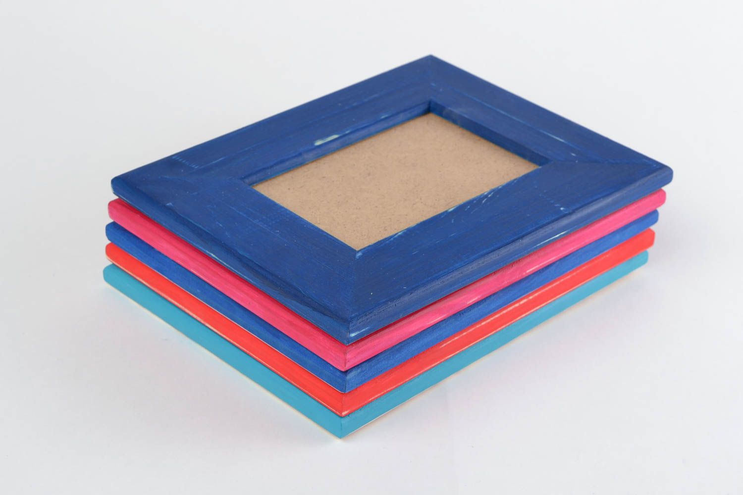 Schöner blauer Holz Fotorahmen mit Bemalung 10x15 einfarbig Künstler Handarbeit foto 3