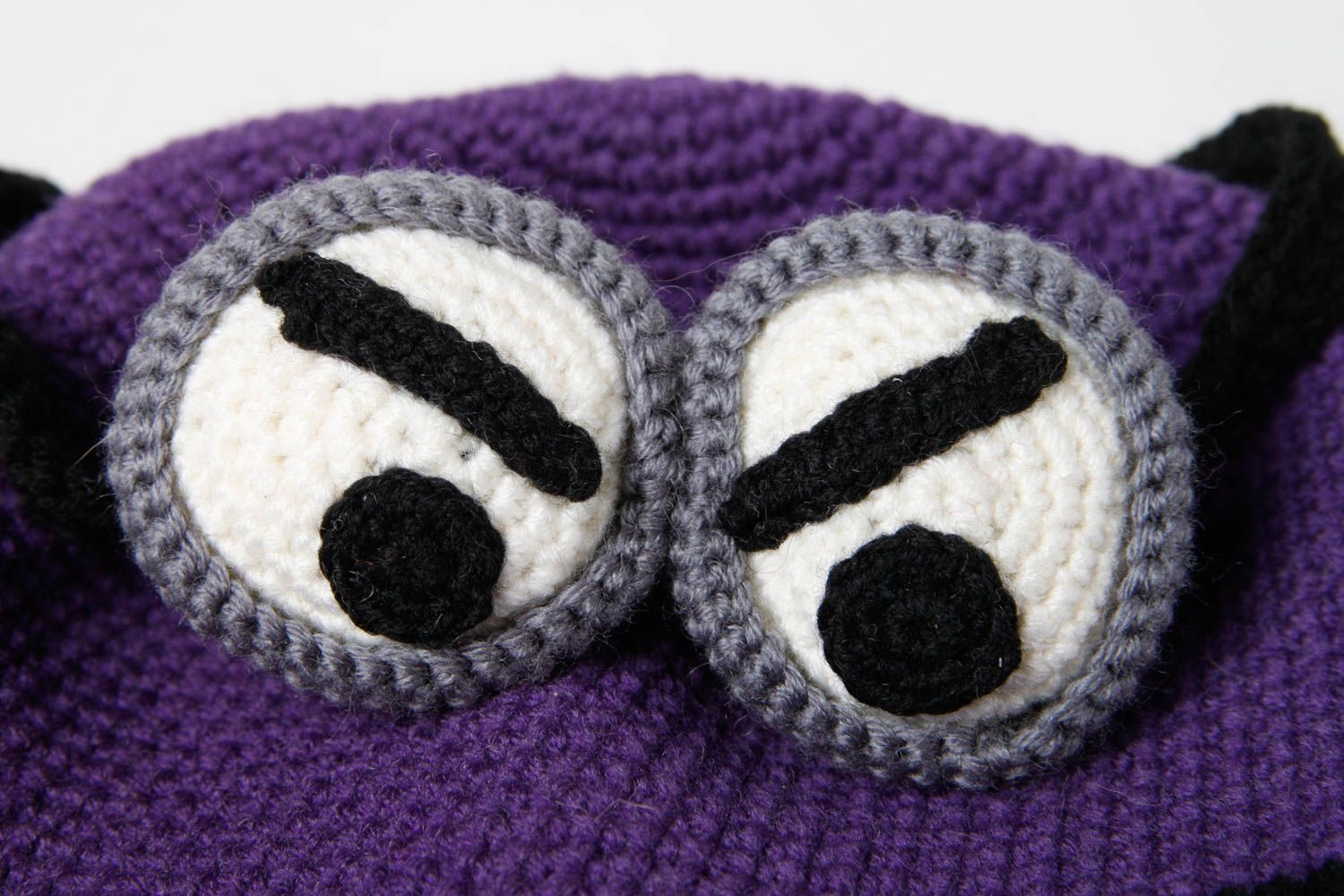 Handmade originelle gestrickte Mütze Accessoire für Frauen Winter Mütze violett foto 4