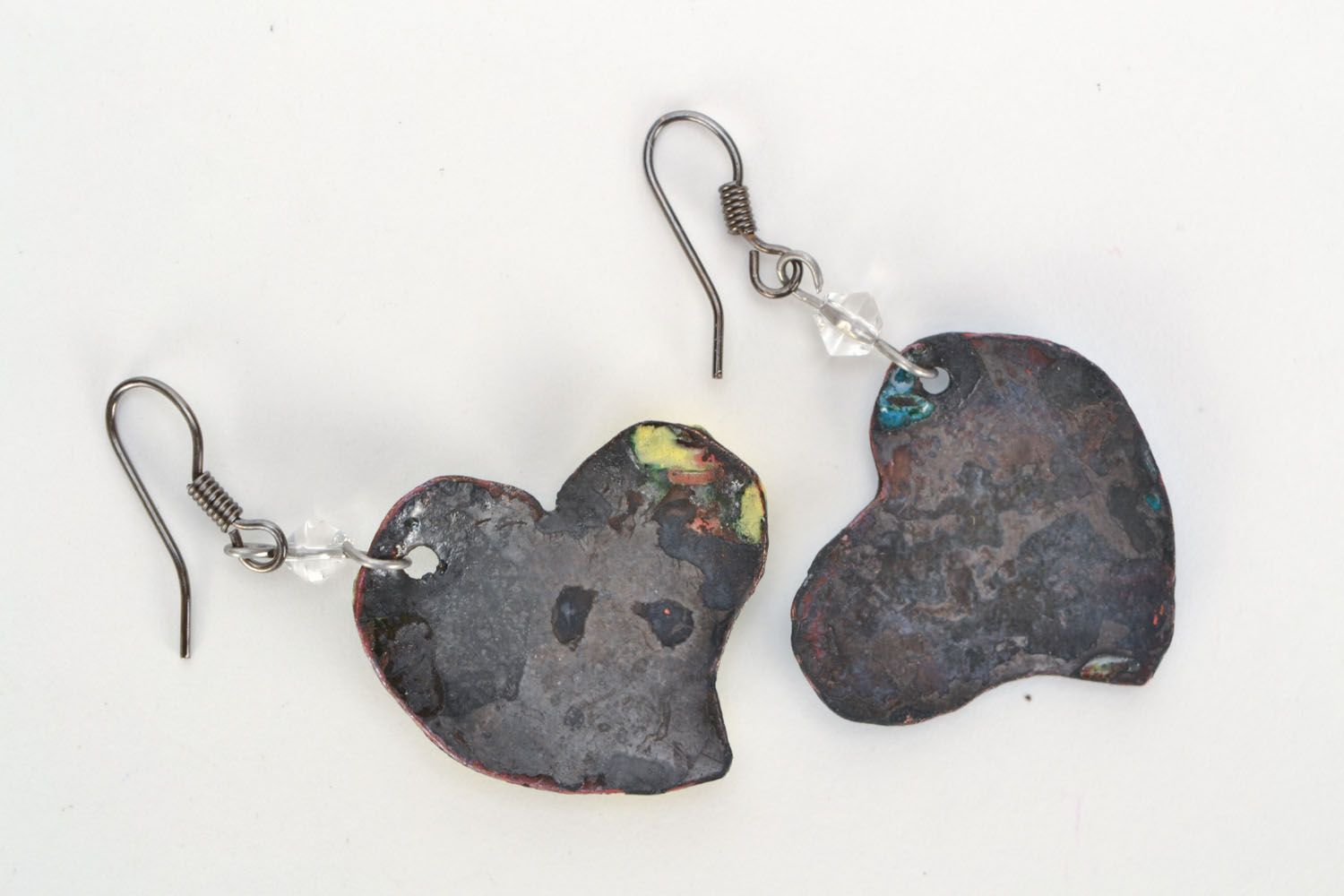 Homemade copper earrings Hearts photo 3