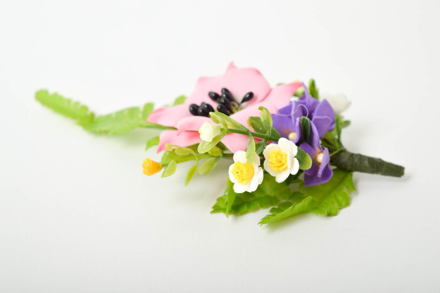 Broche faite main Boutonnière mariage fleurs lilas Accessoire mariage design photo 5
