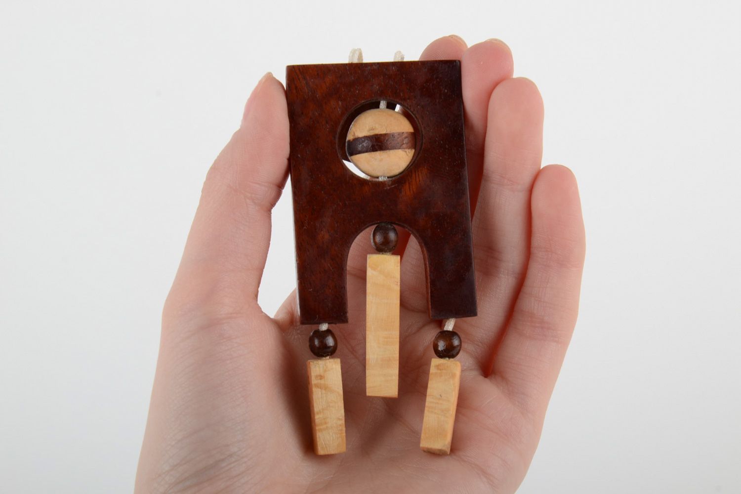 Collier pendentif en bois fait main ethnique original bijou pour femme photo 5