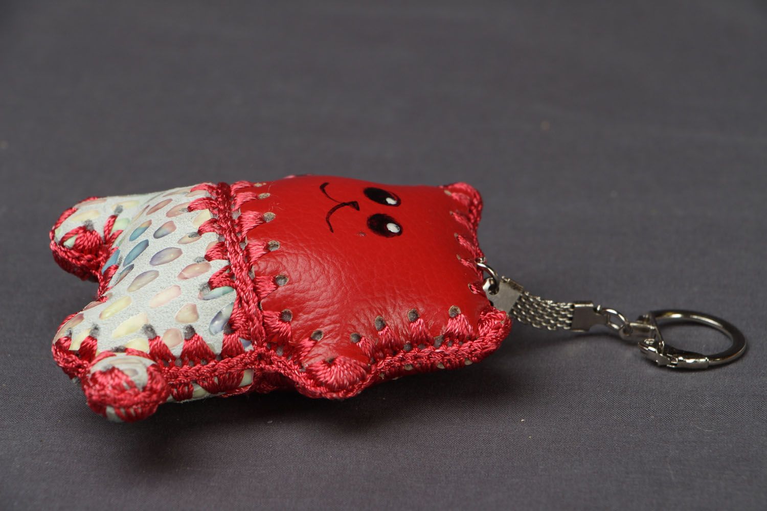 Genuine leather keychain The Cat in Underpants photo 2
