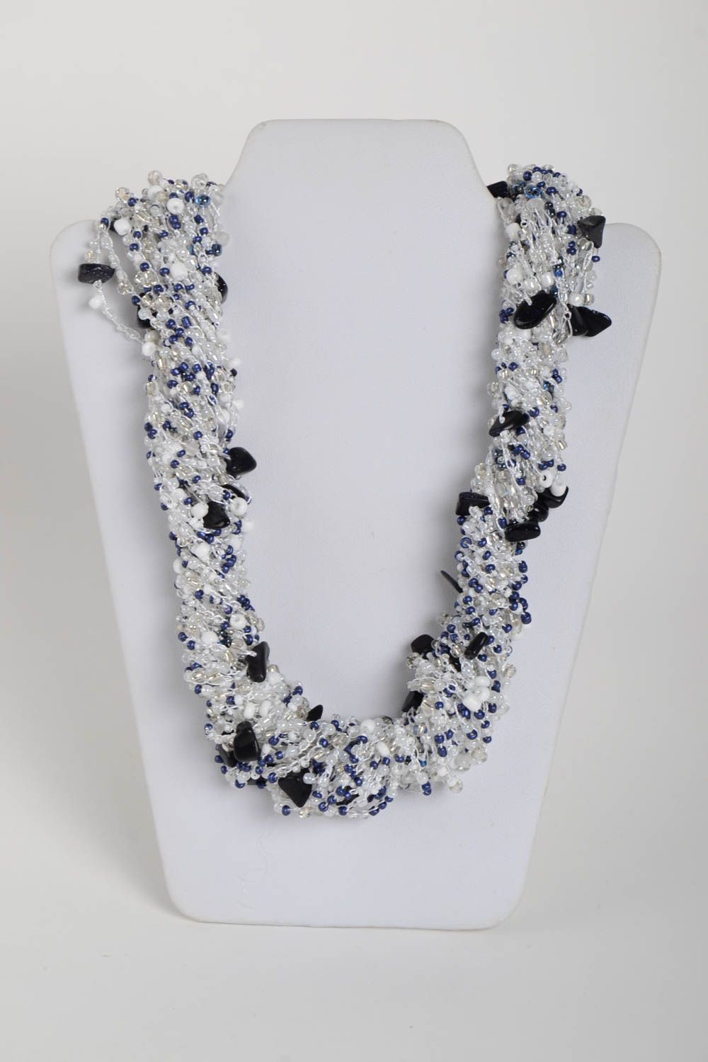 Handmade massive light necklace unusual designer necklce natural stone jewelry photo 3