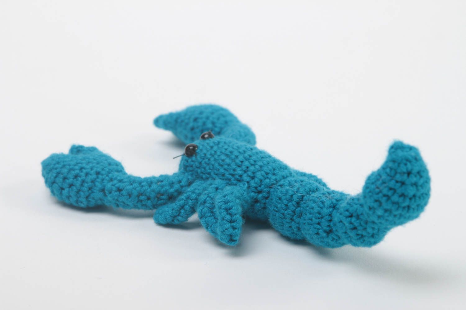 Jouet enfant Peluche tricotée fait main Cadeau original scorpion bleu mou photo 4