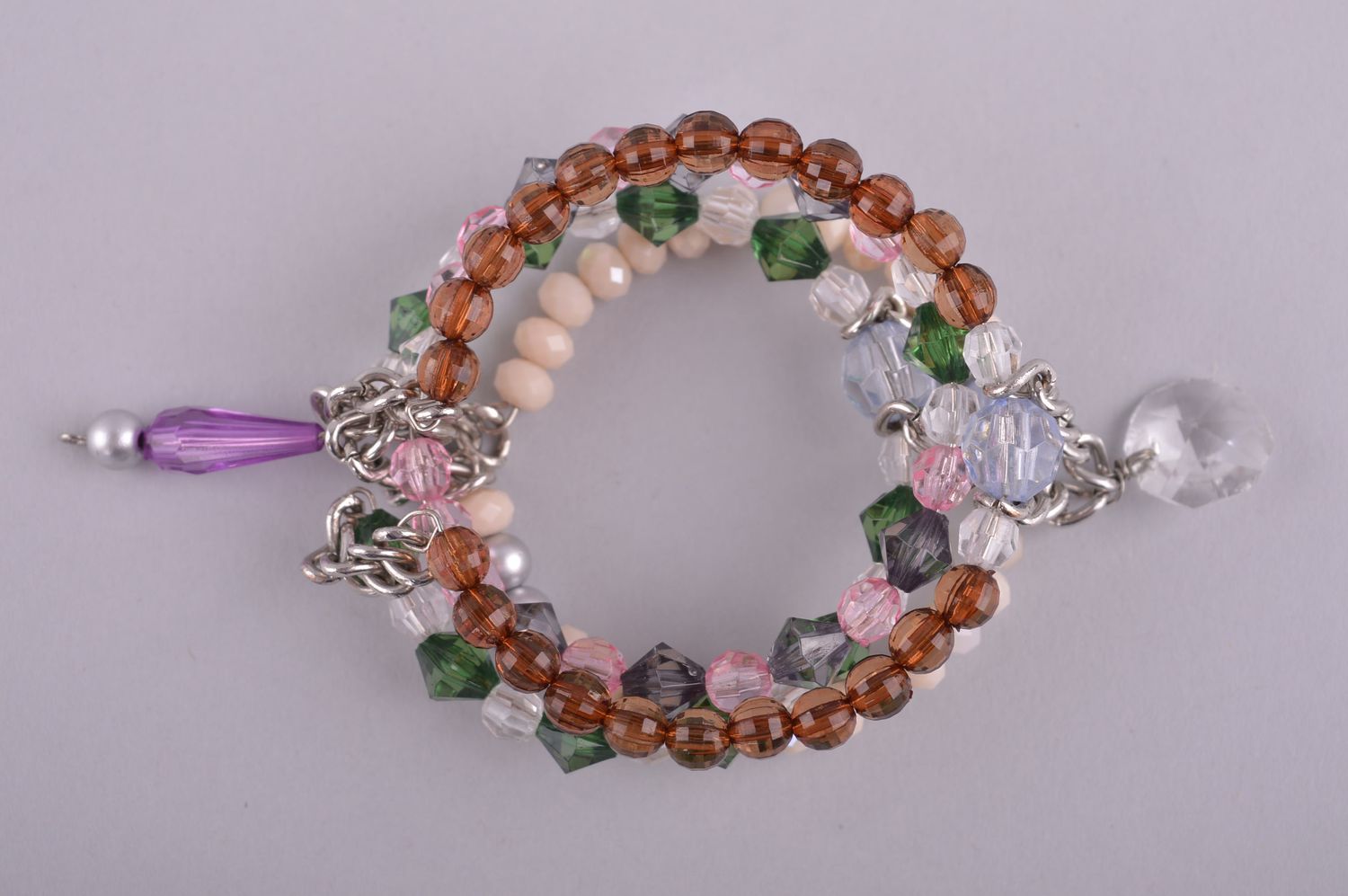 Bracelet triple Bijou fait main en perles fantaisie original Accessoire femme photo 2