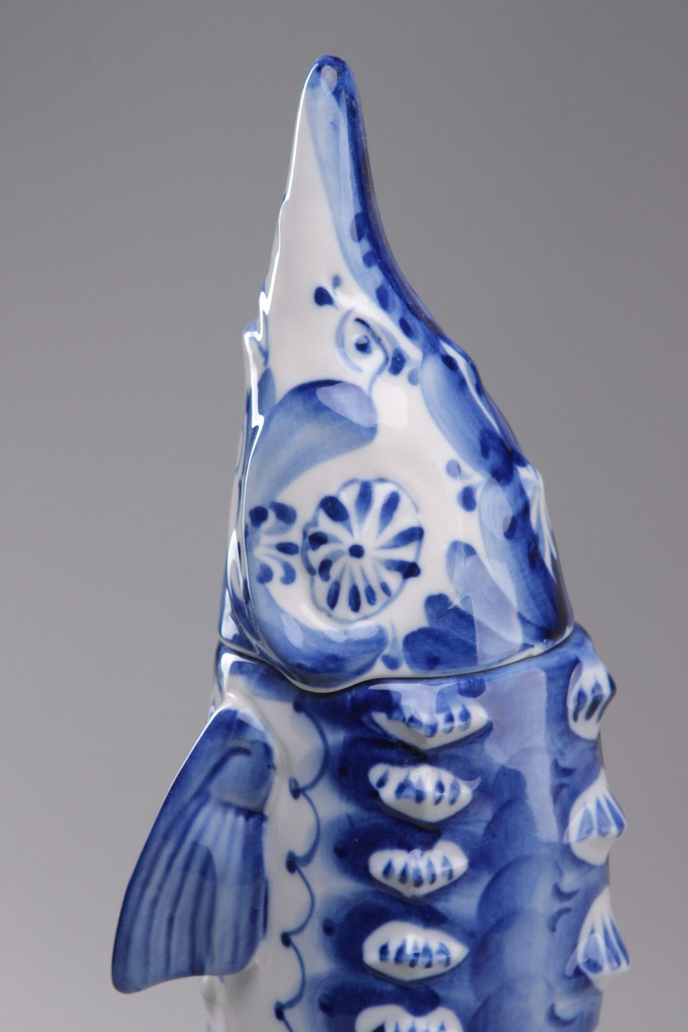 Botella decorativa de porcelana con forma de pez hecha a mano foto 2