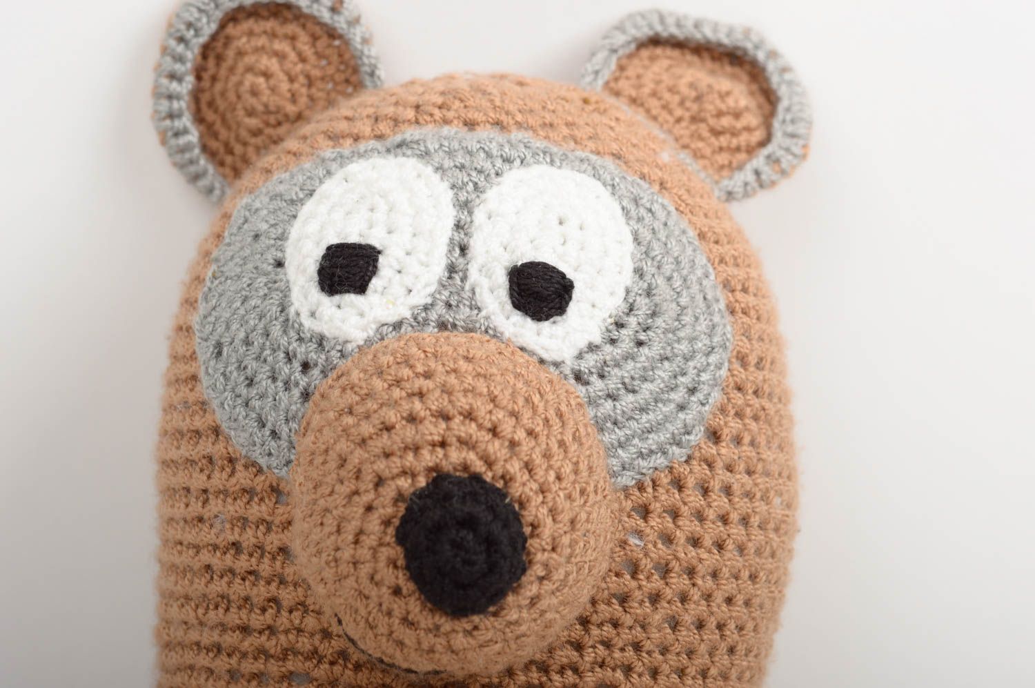 Jouet ours marron Peluche faite main tricotée au crochet Cadeau enfant photo 3