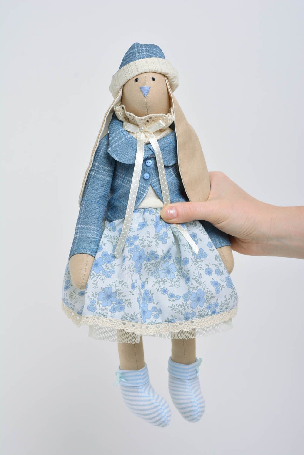 Мягкая игрушка ручной работы зайка девочка в платье небольшая ручной работы фото 4