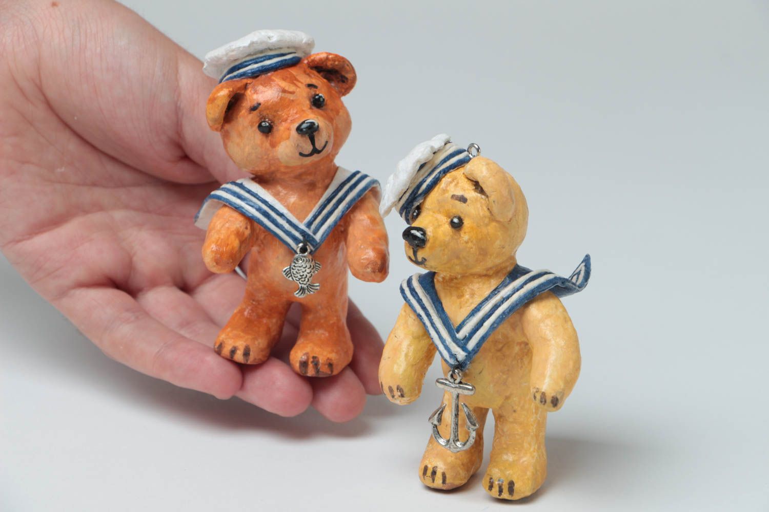 Figurines à suspendre ours marins faites main en papier mâché 2 pièces photo 5
